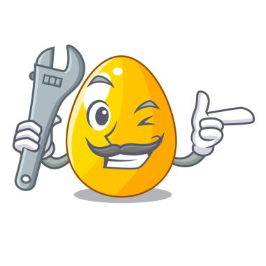 Çizgi film şekil yansıma vektör esnaf ile mekanik altın yumurta