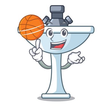 Basketbol ile karikatür lavabo mutfak Oda vektör çizim