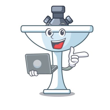 Laptop ile karikatür lavabo mutfak Oda vektör çizim