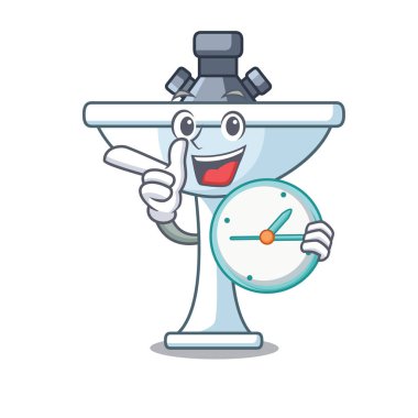 Stely modern karakter vektör esnaf üzerinde saat mutfak lavabo ile