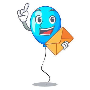 Zarf mavi balon karakteri ile ip vektör çizim üzerinde