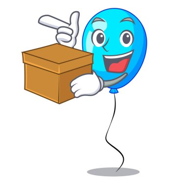 Kutu mavi balon karakteri ile ip vektör çizim üzerinde