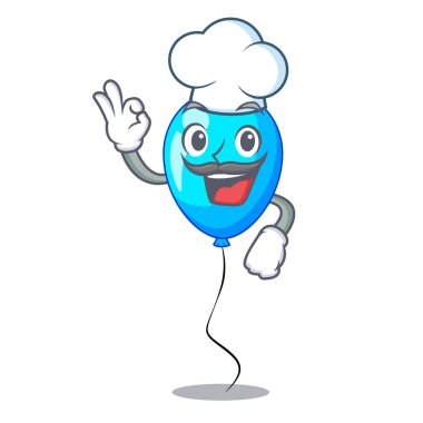 Şef mavi balon karakter ip vektör çizim üzerinde