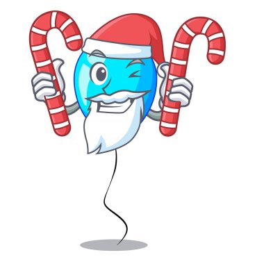 Santa ile şeker mavi balon grup tasarım karikatür vektör esnaf üzerinde