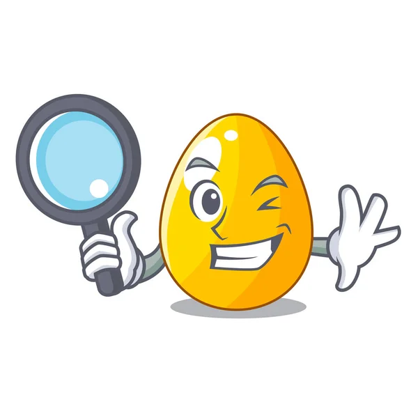 Detective Gouden Eggo Geïsoleerde Afbeelding Mascotte Vector Illustartion — Stockvector