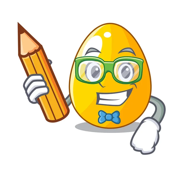 Estudante Eggo Dourado Imagem Isolada Mascote Vector Illustartion — Vetor de Stock