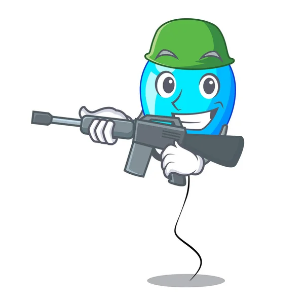 Ejército Cumpleaños Dibujos Animados Forma Globo Azul Vector Ilustración — Vector de stock