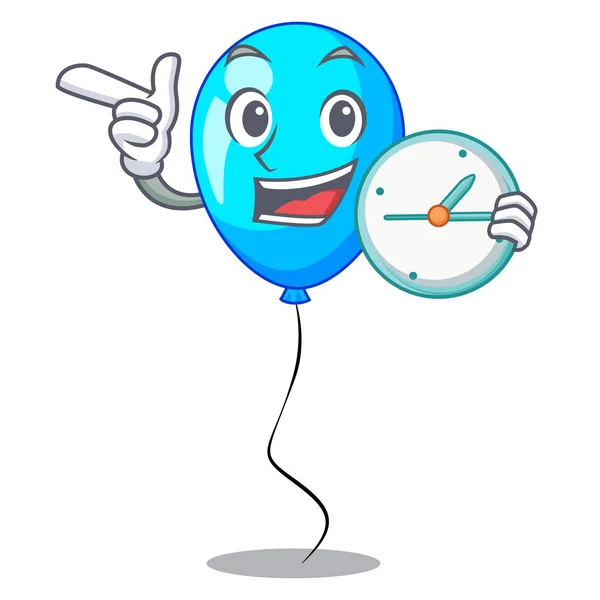Ρολόι Μπλε Μπαλόνι Χαρακτήρα Για Την Εικονογράφηση Διάνυσμα Σχοινί — Διανυσματικό Αρχείο