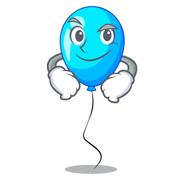 Smirking Blue Balloon Character Rope Vector Illustration — Stock Vector