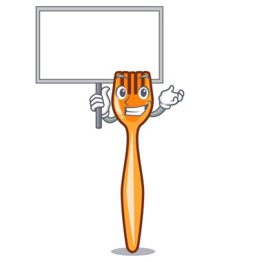 Tahta çatal üzerinde şekil plastik karakteri güzel getirmek esnaf vektör