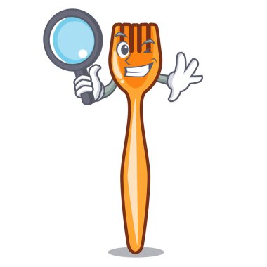 Dedektif plastik çatal karikatür ile izole vektör illustation