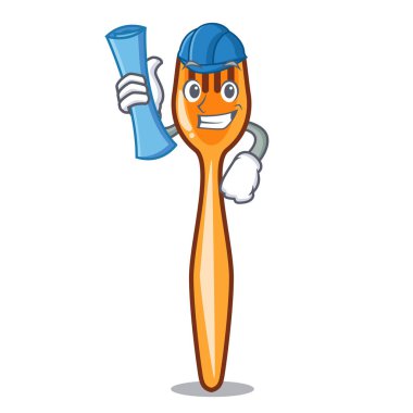 Mimar plastik çatal karikatür ile izole vektör illustation