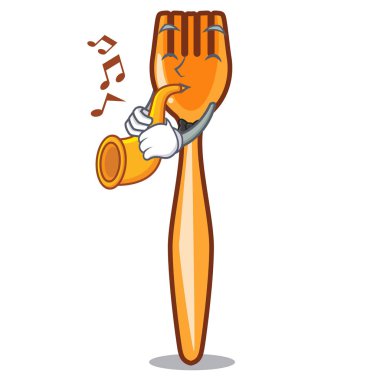 Trompet plastik çatal ile kullanım için maskot vektör esnaf üzerinde
