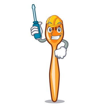 Otomotiv plastik çatal karikatür resim komik vektör çizim üzerinde