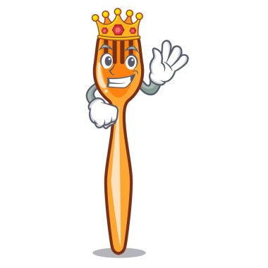 Karikatür resim komik vektör çizim üzerinde Kral plastik çatal