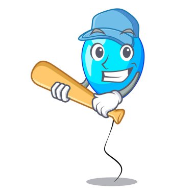 Beyzbol Doğum günü çizgi film şekil balon mavi vektör çizim üzerinde oynama