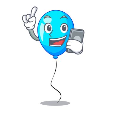 Şekil balon mavi vektör çizim ile telefon Doğum günü karikatür