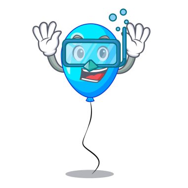 Mavi balon karakter ip vektör çizim üzerinde dalış