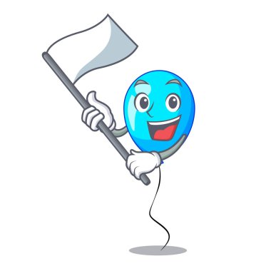 Bayrak mavi balon grup tasarımı ile karikatür vektör esnaf üzerinde