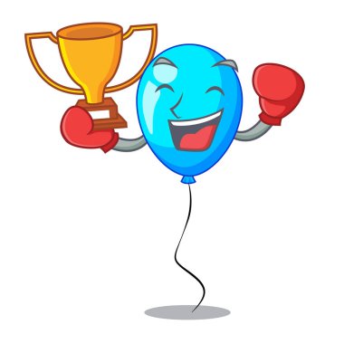 Kazanan mavi balon grup tasarım karikatür vektör esnaf üzerinde boks