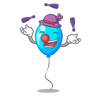 Mavi balon grup tasarım karikatür vektör esnaf üzerinde hokkabazlık