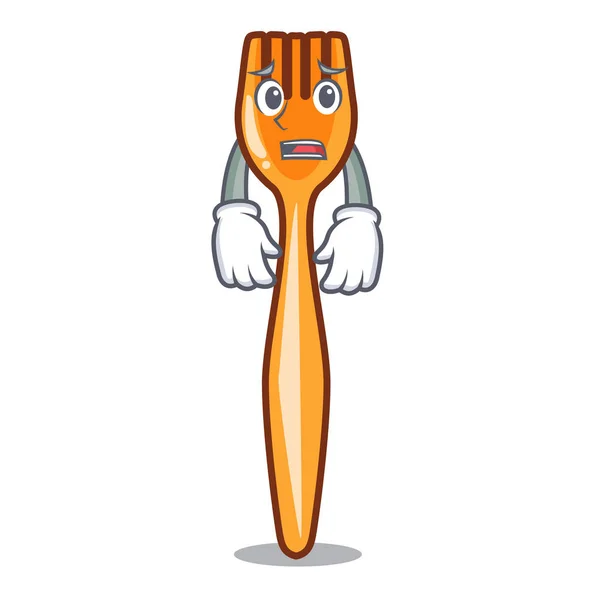 Afraid Plastic Fork Use Mascot Vector Illustartion — Stock Vector