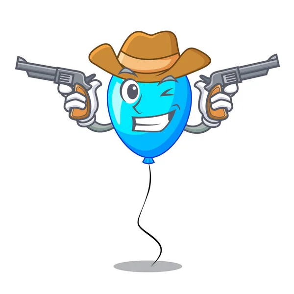 Cowboy Cumpleaños Dibujos Animados Forma Globo Azul Vector Ilustración — Archivo Imágenes Vectoriales