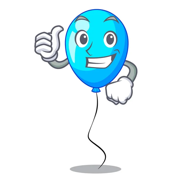 Pouce Haut Personnage Ballon Bleu Sur Illustration Vectorielle Corde — Image vectorielle