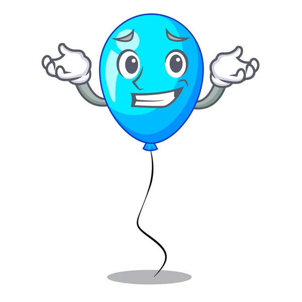 Grinning Blue Balloon Character Rope Vector Illustration — Stock Vector