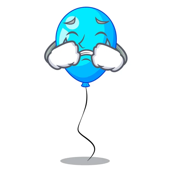 Partido Chorando Balão Mascote Azul Ilusão Vetor Isolado — Vetor de Stock