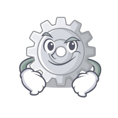 Stil karakter şekli komik vektör illuatration Smirking dişli