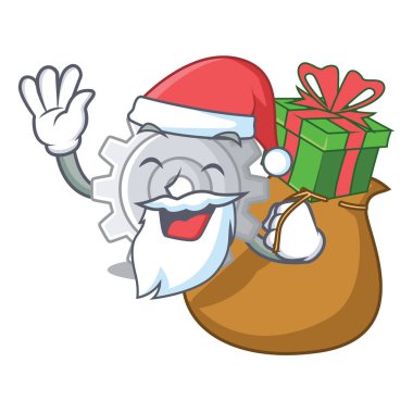 Noel Baba hediye dişli simgesini karikatür tasarım en iyi vektör çizim ile
