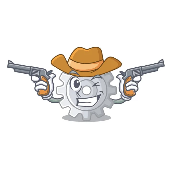 Cowboy Roda Gear Image Simple Sur Dessin Animé Vectoriel Illustration — Image vectorielle