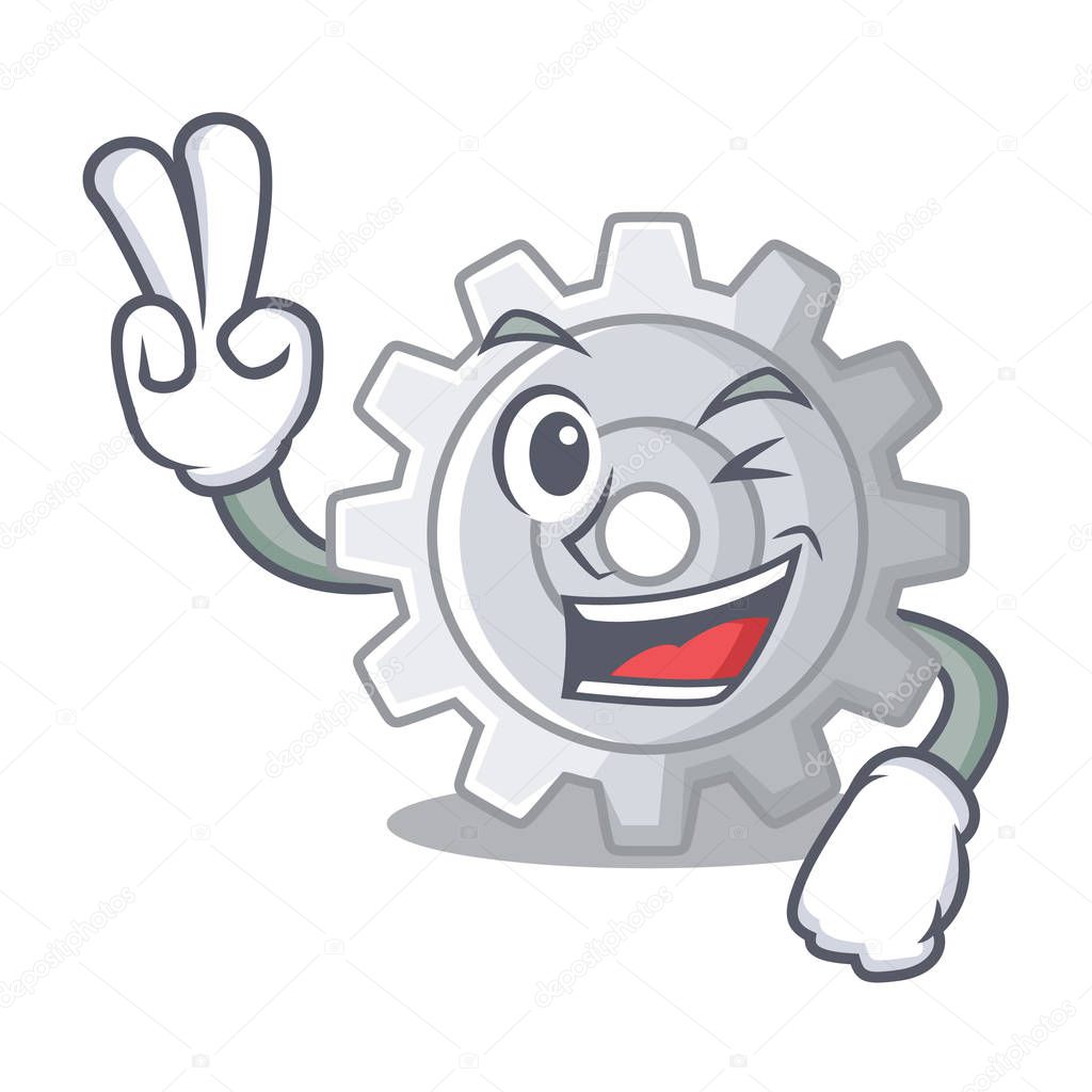 Two finger gear on style character shape funny vector illuatration