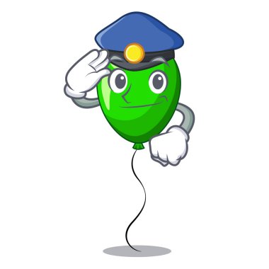 Polis yeşil balon karikatür Doğum günü çok komik vevtor illüstrasyon