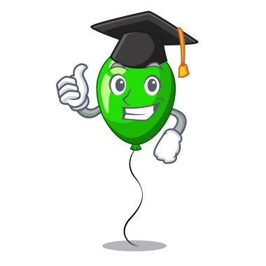 Graduation green baloon on left corner mascot vector illustartion clipart
