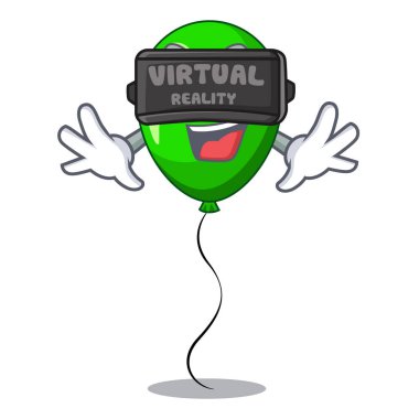 Sanal gerçeklik yeşil ballon karikatür ile güzel vektör çizim şerit
