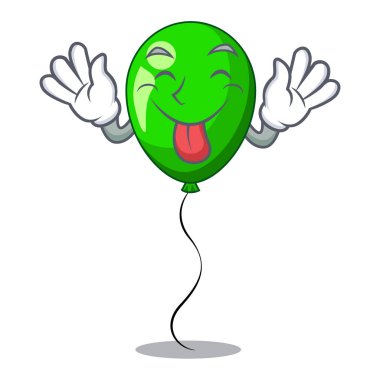 Karakter plastik sopa vektör çizim üzerinde yeşil balon dışarı dil