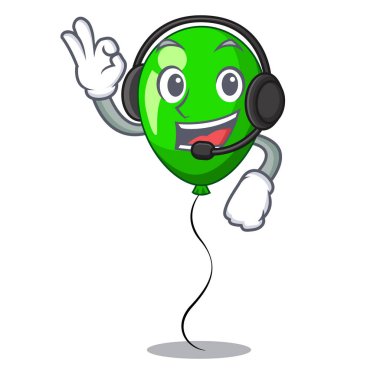 Kulaklık yeşil balon ile karakter plastik sopa vektör çizim