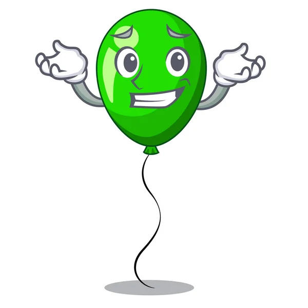 Grinning Green Baloon Left Corner Mascot Vector Illustartion — Stock Vector