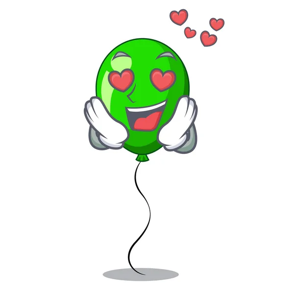 Amor Balão Verde Com Fitas Desenhos Animados Bela Ilustração Vetorial — Vetor de Stock
