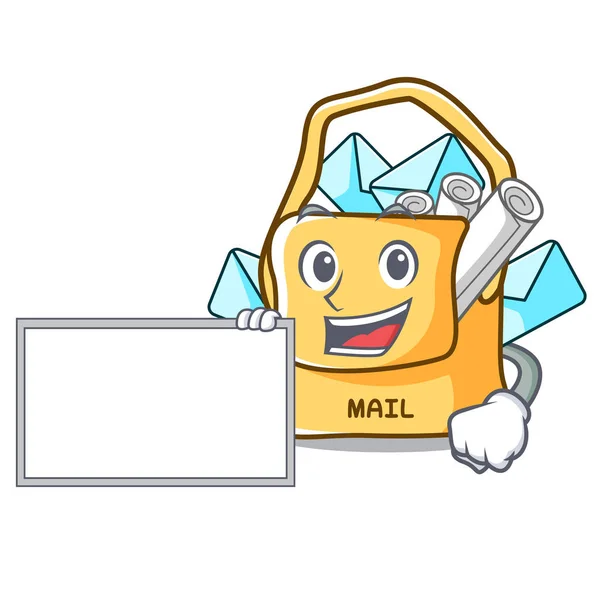 Con Bordo Sacchetto Sacco Riempire Cartoni Animati Mail Vettoriale Illustrazione — Vettoriale Stock