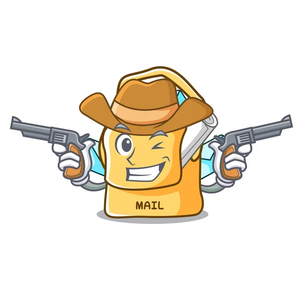 Cowboy Bag Sack Fill Cartoon Mail Vector Illustration — Stock Vector