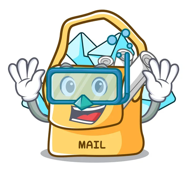 Mergulho Saco Com Forma Mail Desenho Animado Ilustração Vetorial — Vetor de Stock