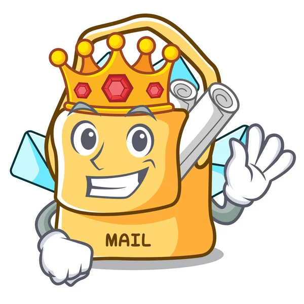 Koning Bruine Tas Mail Riem Mascotte Vectorillustratie — Stockvector