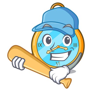 İskambil beyzbol cep vintage saati bir karikatür vektör illusstration