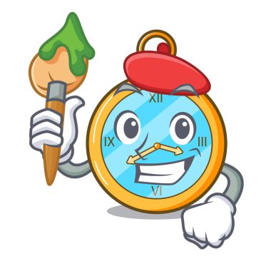 Sanatçı cep vintage saati bir karikatür vektör illusstration üzerinde