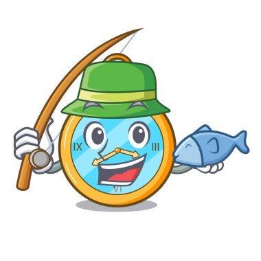 Antika saati bir karakter vektör illüstrasyon izole Balık tutma