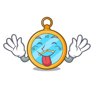 Resim karikatür vektör çizim ile altın antika saat dışarı dil