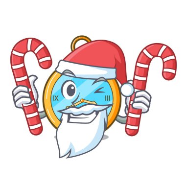 Santa ile şeker altın antika saat resim karikatür vektör çizim ile